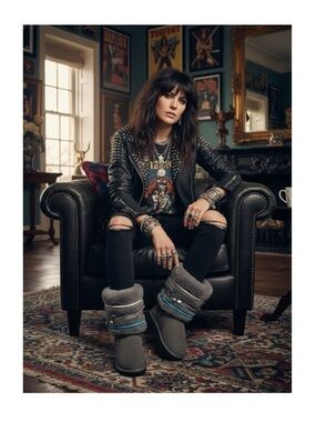 Rare: Tylie Malibu ✿ Turquoise Bead Embellished Shearling Boots Boot ✿ Slate ✿ 7